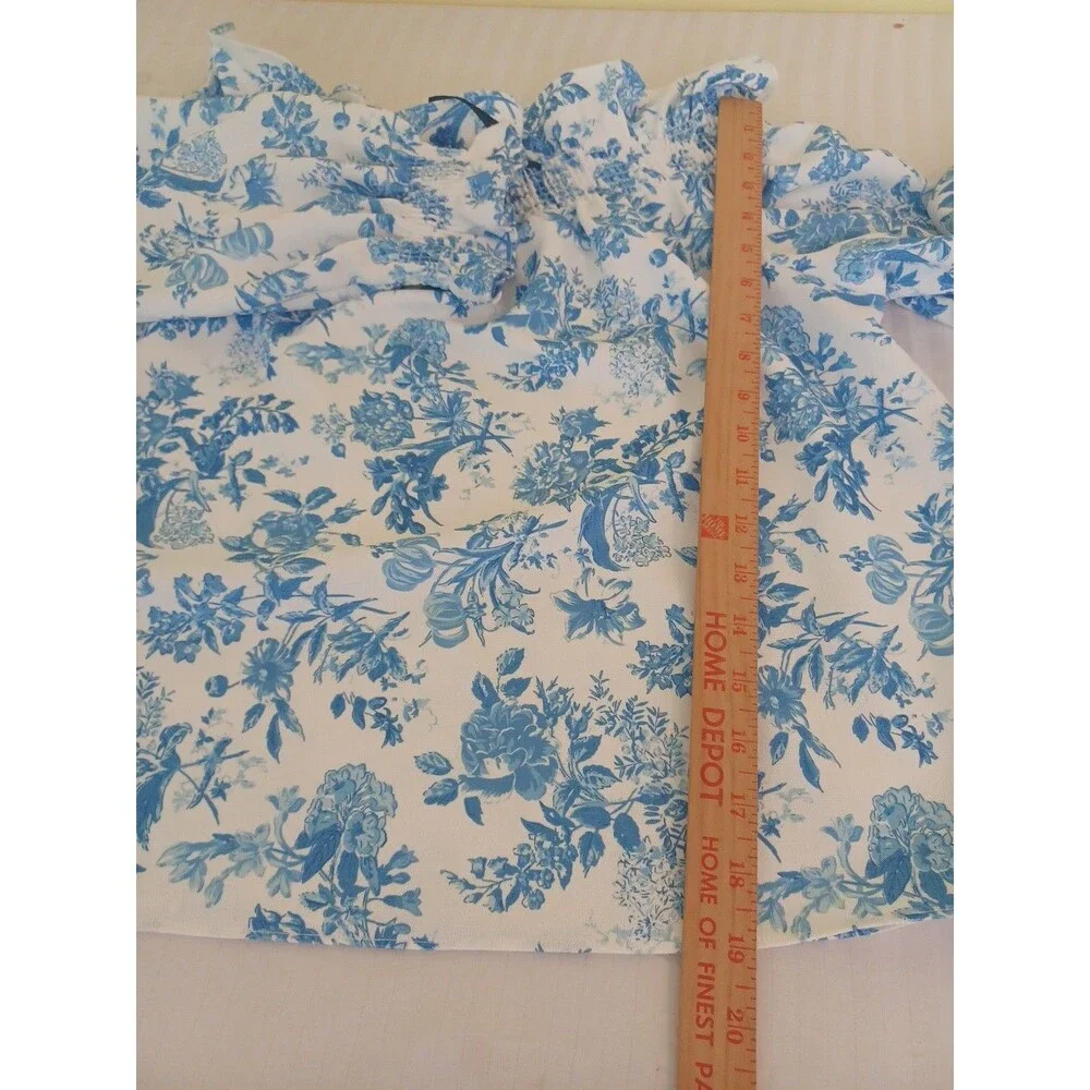 Tuckernuck blue white Marguerite blouse M smocked off shoulder pullover top